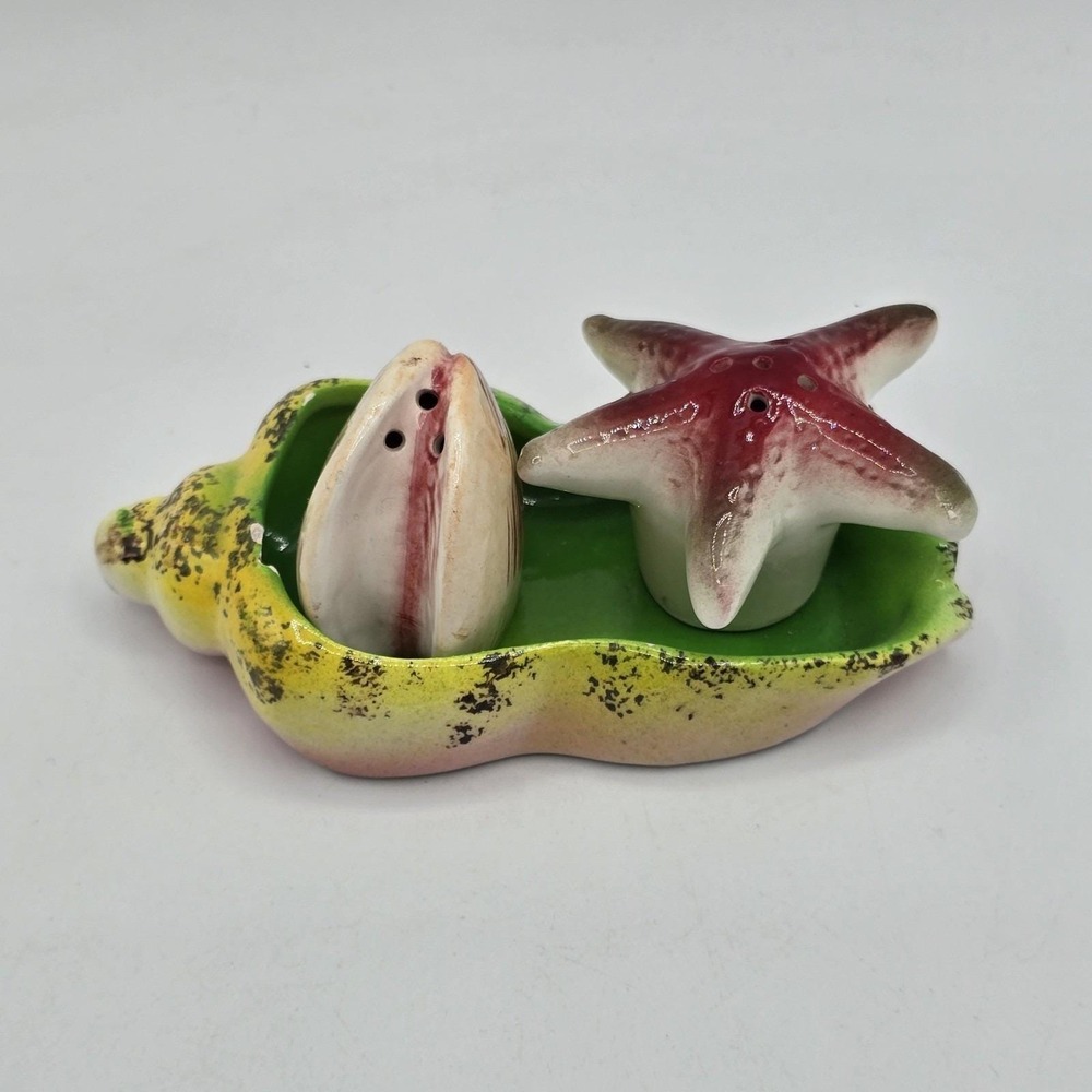 Starfish Shell Salt‎ Pepper Shakers Beach Ocean Vintage Japanese Mid Century